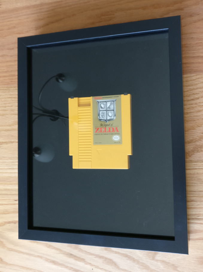 Yellow Zelda Test Cartridge in Shadow Box