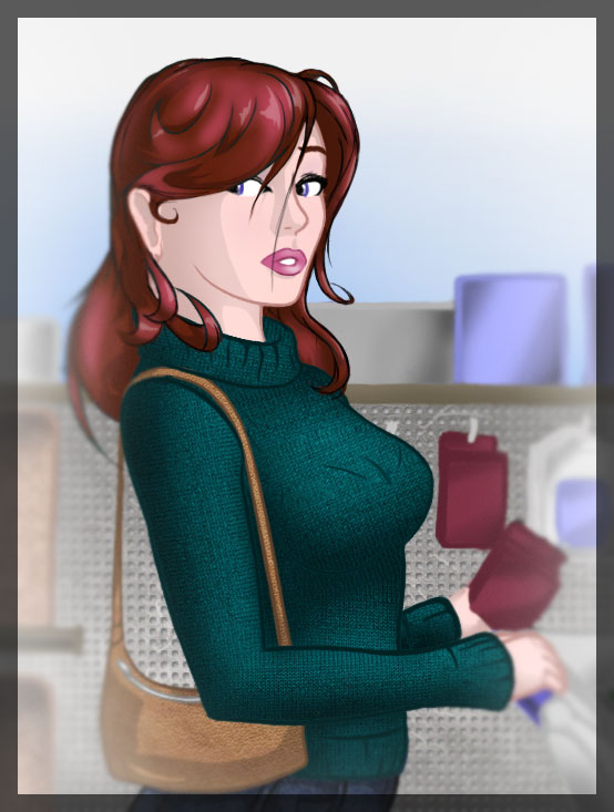Drawing of a woman shopping